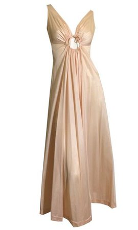 Racy Golden Beige Figure Skimming Nightgown with Keyhole Neckline circ – Dorothea's Closet Vintage