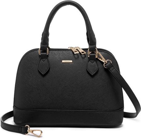 Amazon.com: LOVEVOOK Black Purse for Women Small Crossbody Bags Classic Double Zip Top Handle Dome Satchel Bag : Clothing, Shoes & Jewelry