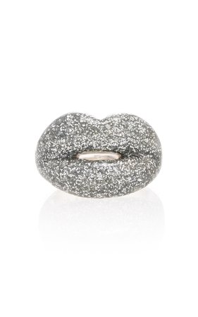 Glitter Silver Hotlips Ring by Hot Lips by Solange | Moda Operandi