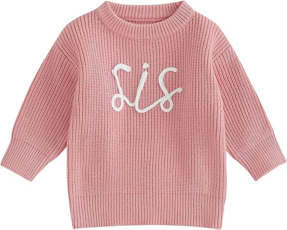 Amazon.com: OikMombiu Toddler Baby Girl Chunky Sweater Romper Onesie Knit Big/Lil Sis Embroidered Sweatshirt Sister Matching Outfit (Sweater Big Sis Pink, 12-24 Months): Clothing, Shoes & Jewelry