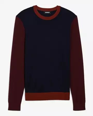 Colorblock Merino Wool Crew Neck Sweater | Express