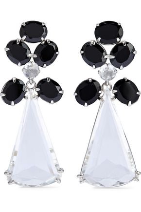 Convertible silver-tone onyx and quartz earrings | BOUNKIT | Sale up to 70% off | THE OUTNET