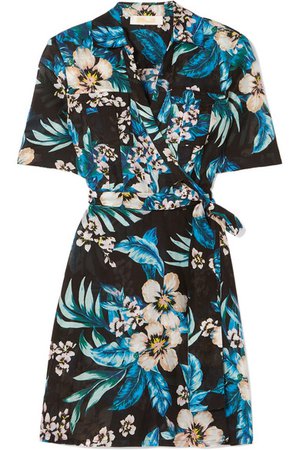 Diane von Furstenberg | Floral-print cotton and silk-blend mini wrap dress | NET-A-PORTER.COM