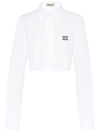 Miu Miu Cropped button-down Cotton Poplin Shirt