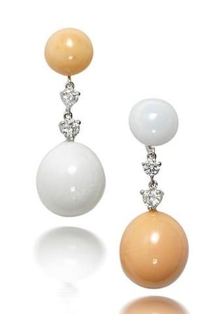 beige white pearl earrings