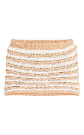 Cream Colour Block Crochet Mini Skirt | PrettyLittleThing CA