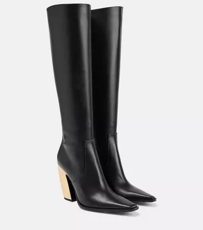Tex Leather Knee High Boots in Black - Bottega Veneta | Mytheresa