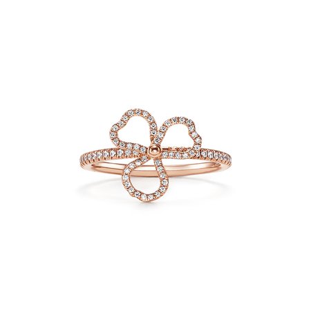 Tiffany Paper Flowers™ diamond open flower ring in 18k rose gold. | Tiffany & Co.