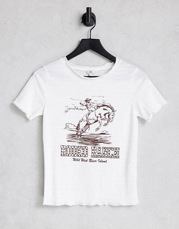 River Island rodeo ranch graphic tee in cream | ASOS