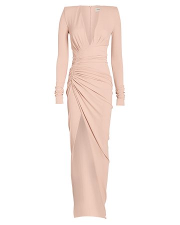Draped V-Neck Jersey Gown