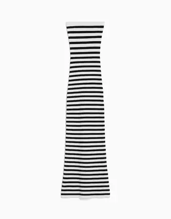 Striped bandeau midi dress - New - Woman | Bershka