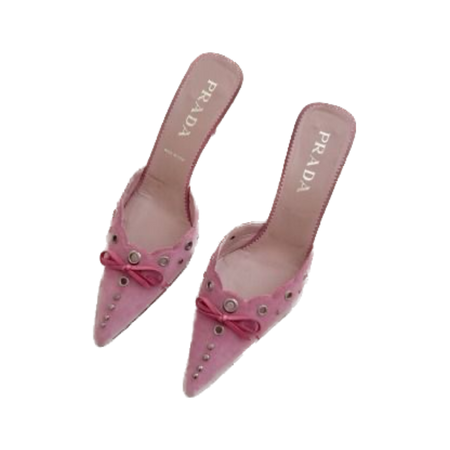 pink prada pointed toe slip on heels