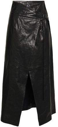 Leather Midi Wrap Skirt