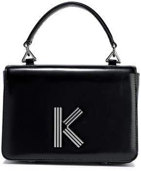 K Logo-embellished Glossed-leather Shoulder Bag