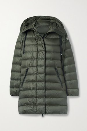 Gnosia Hooded Quilted Shell Down Jacket - Army green