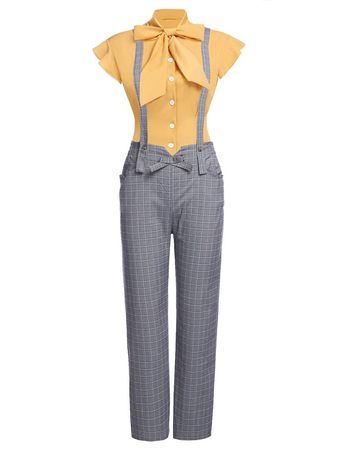 1950s Blouse Top & Suspender Pants