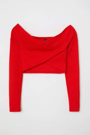 Off-the-shoulder Wrapover Top - Red