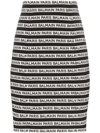 Balmain logo-print Striped Mini Skirt - Farfetch
