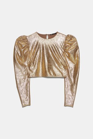 METALLIC EFFECT CROPPED BLOUSE - View All-SHIRTS | TOPS-WOMAN | ZARA United States