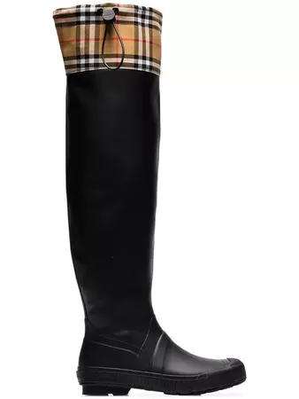 Burberry Vintage Check And Rubber knee-high Rain Boots - Farfetch