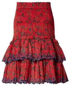 Naomi Shirred Floral-print Cotton-broadcloth Mini Skirt