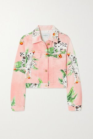 Printed Denim Jacket - Pink