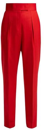 High Waisted Stretch Wool Trousers - Womens - Red
