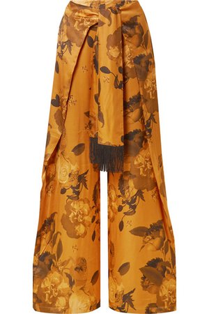 Mother of Pearl | Georgina tie-front floral-print satin wide-leg pants | NET-A-PORTER.COM