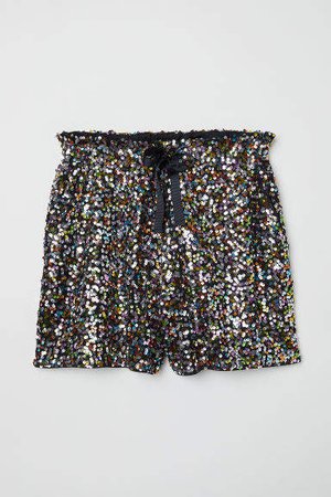 Shorts with Sequins - Black