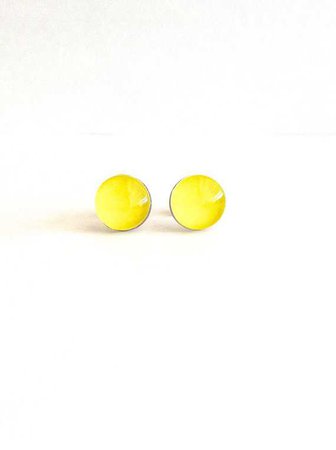 Yellow Stud Earrings Small Stud Earrings Bright Yellow