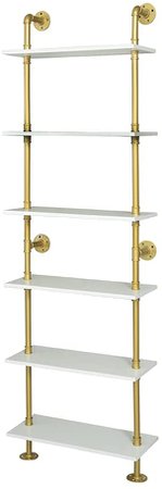 Amazon.com: ZIOTHUM 6 Tier Gold Bookshelf, White and Gold Shelves, Modern Shelves Shelf Bookcase Metal Mid Century Open Industrial Wall Mount Accents Decor Retail Shelving Vertical for Living Room : Tools & Home Improvement