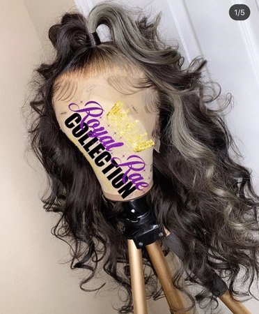 black and grey curly lace wig