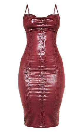 Plum Croc Strappy Midi Dress | Dresses | PrettyLittleThing USA