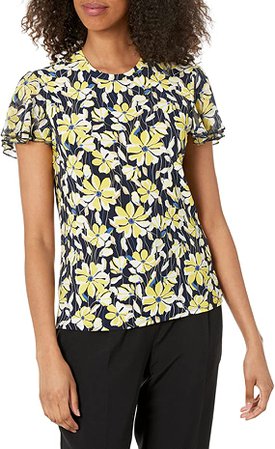 Tommy Hilfiger Women's Ruffle Sleeve Blouse at Amazon Women’s Clothing store