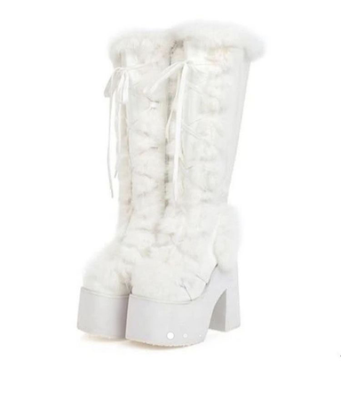 y2k fluffy shoes high boots