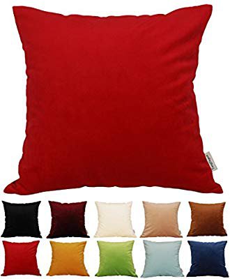 Amazon.com: TangDepot Solid Velvet Throw Pillow Cover/Euro Sham/Cushion Sham, Super Luxury Soft Pillow Cases, Many Color & Size Options - (18"x18", Christmas Red): Home & Kitchen