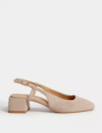 Suede Block Heel Slingback Sandals | M&S Collection | M&S
