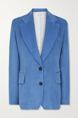 Blue Cotton-corduroy blazer | Victoria Beckham | NET-A-PORTER
