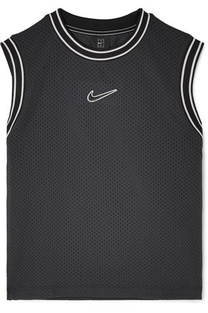 Nike | Court Essentials jersey-trimmed appliquéd mesh tank | NET-A-PORTER.COM
