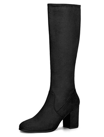 Amazon.com | Allegra K Women's Side Zipper Chunky Heel Knee High Boots | Knee-High