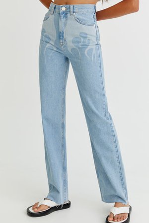 Straight-fit jeans with flame print - PULL&BEAR