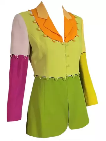 1990's Moschino Cheap and Chic Color Block Puzzle Jacket The Nanny For Sale at 1stDibs