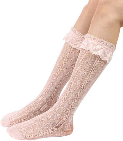 Amazon.com: Women Lace Sock Mid-calf Length Sock Short Socks for Girl Dual Purpose Sock01 (Black): Clothing