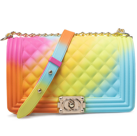 Rainbow Purse Lady Crossbody Chain Bags Colorful Handbags Jelly Bag - Buy Rainbow Purse,Lady Crossbody Bag,Jelly Handbags Product on Alibaba.com