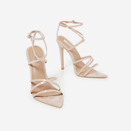 Kaia Pointed Barely There Heel In Nude Patent
