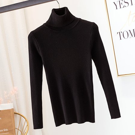 2020 Autumn Winter Knitted Sweater Pullovers Turtleneck Sweater for Women Long Sleeve White Black Soft Female Jumper Clothing|Pullovers| - AliExpress