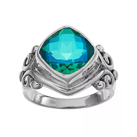 Caribbean Blue Quartz Sterling Silver Ring