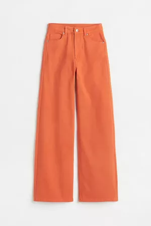 Wide twill trousers - Orange - Ladies | H&M IE