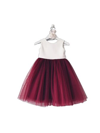 Flower girl dress, burgundy child dress tulle