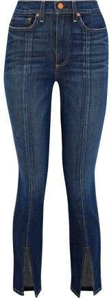 Split-front Faded High-rise Skinny Jeans